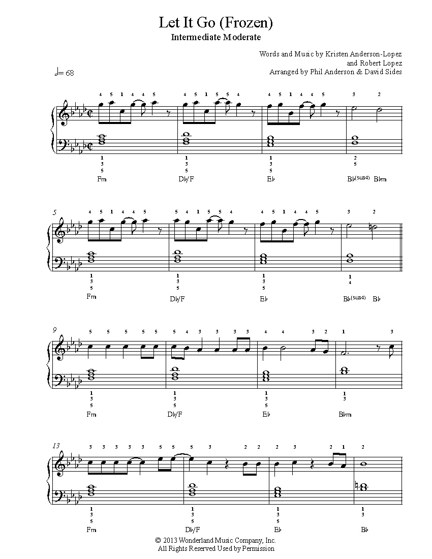 Let It Gofrozen Piano Sheet Music | Intermediate Level - Frozen Piano Sheet Music Free Printable