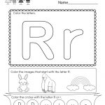 Letter R Coloring Worksheet   Free Kindergarten English Worksheet   Free Printable Preschool Worksheets For The Letter R