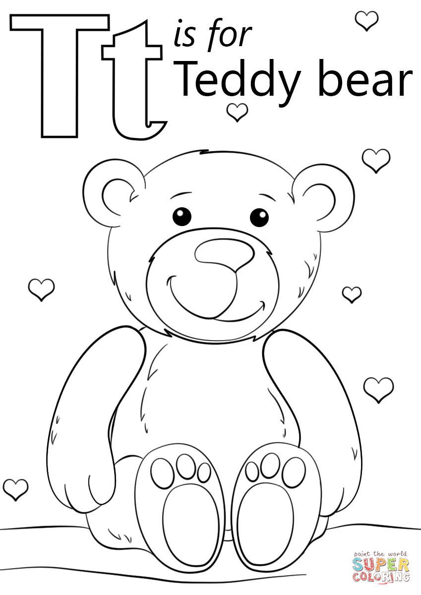 Letter T Is For Teddy Bear Coloring Page | Free Printable Coloring Pages - Teddy Bear Coloring Pages Free Printable