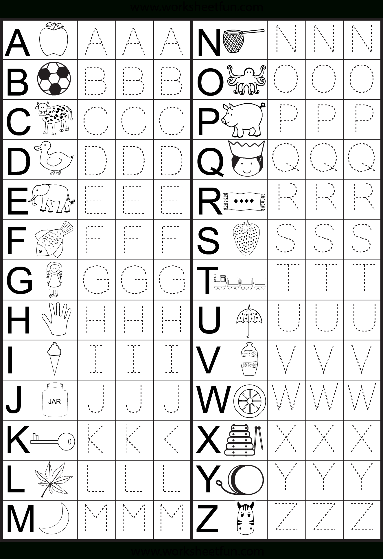 Letter Tracing Worksheet … | Kiddo | School | Presc… - Free Printable Alphabet Worksheets For Kindergarten
