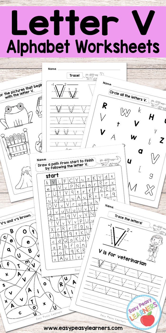 Letter V Worksheets - Alphabet Series - Easy Peasy Learners - Free Printable Letter Recognition Worksheets