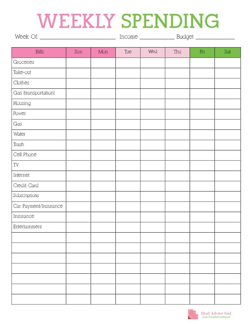 Budgeting Charts Free Printable Free Printable A to Z