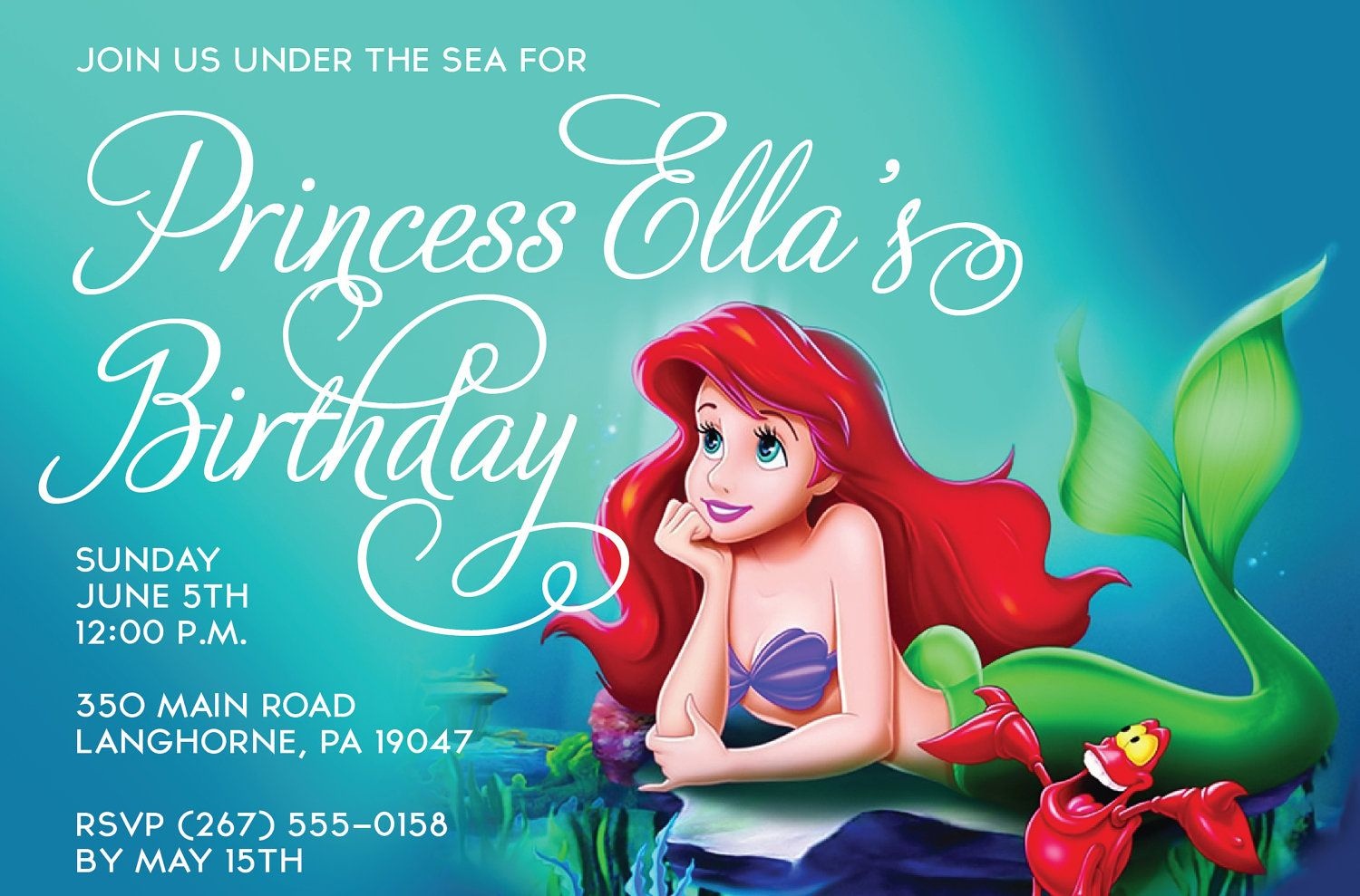 Little Mermaid Free Printable Birthday Invitations | The Little - Free Little Mermaid Printable Invitations