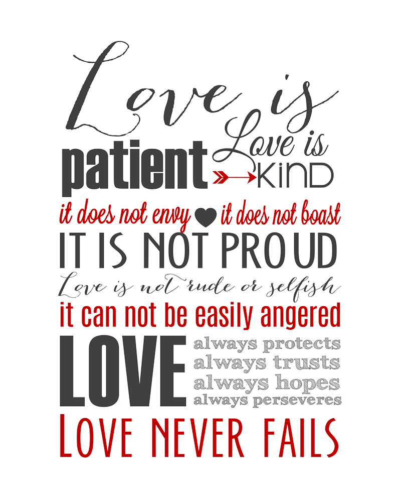 Love Is Patient Subway Art Printable {1 Corinthians 13} | Holiday - Love Is Patient Free Printable