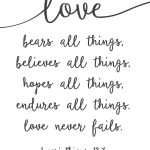 Love Never Fails   Free Printable | Free Printables | Bible Quotes   Love Is Patient Free Printable