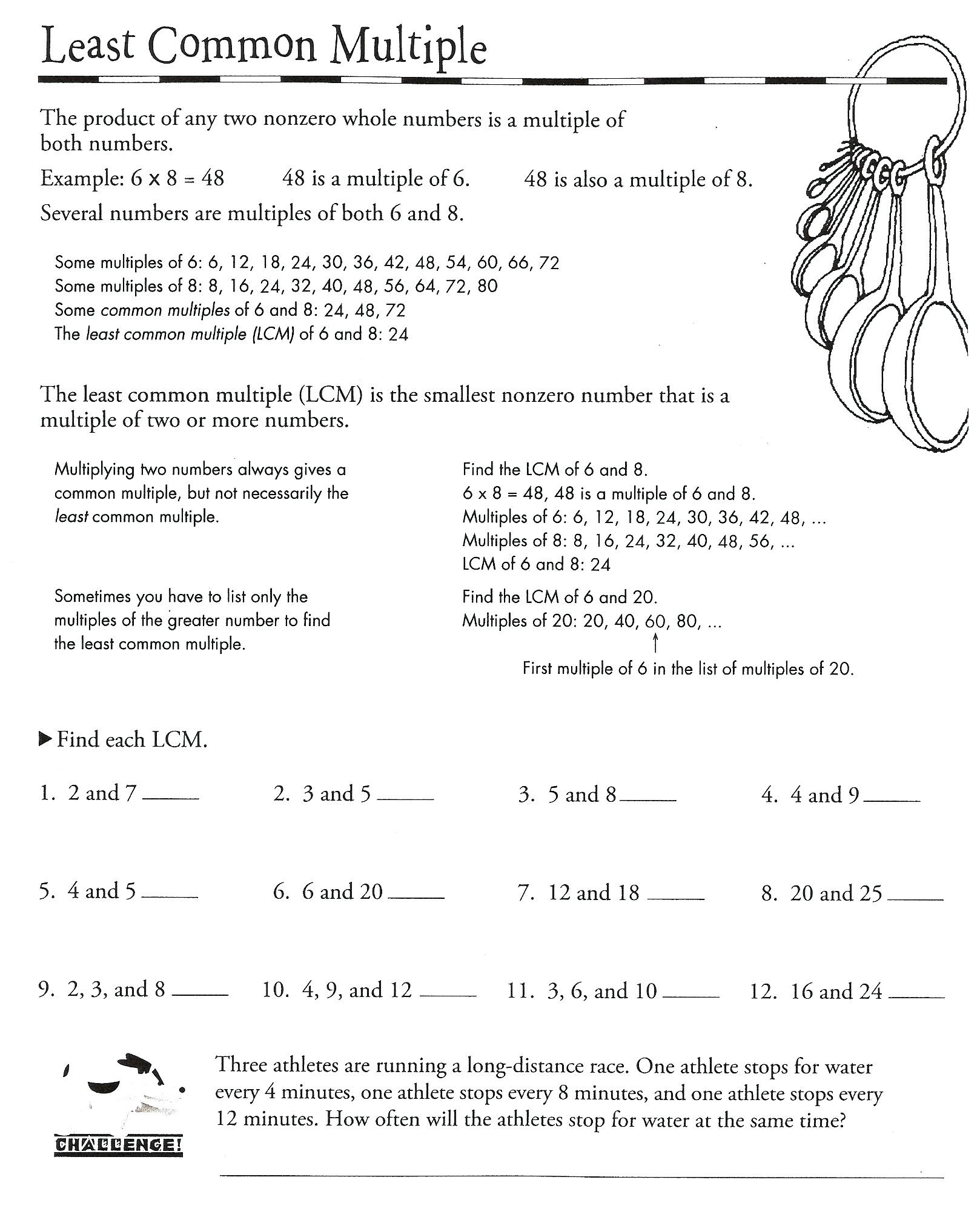 Lowest Common Multiple Worksheet Generator