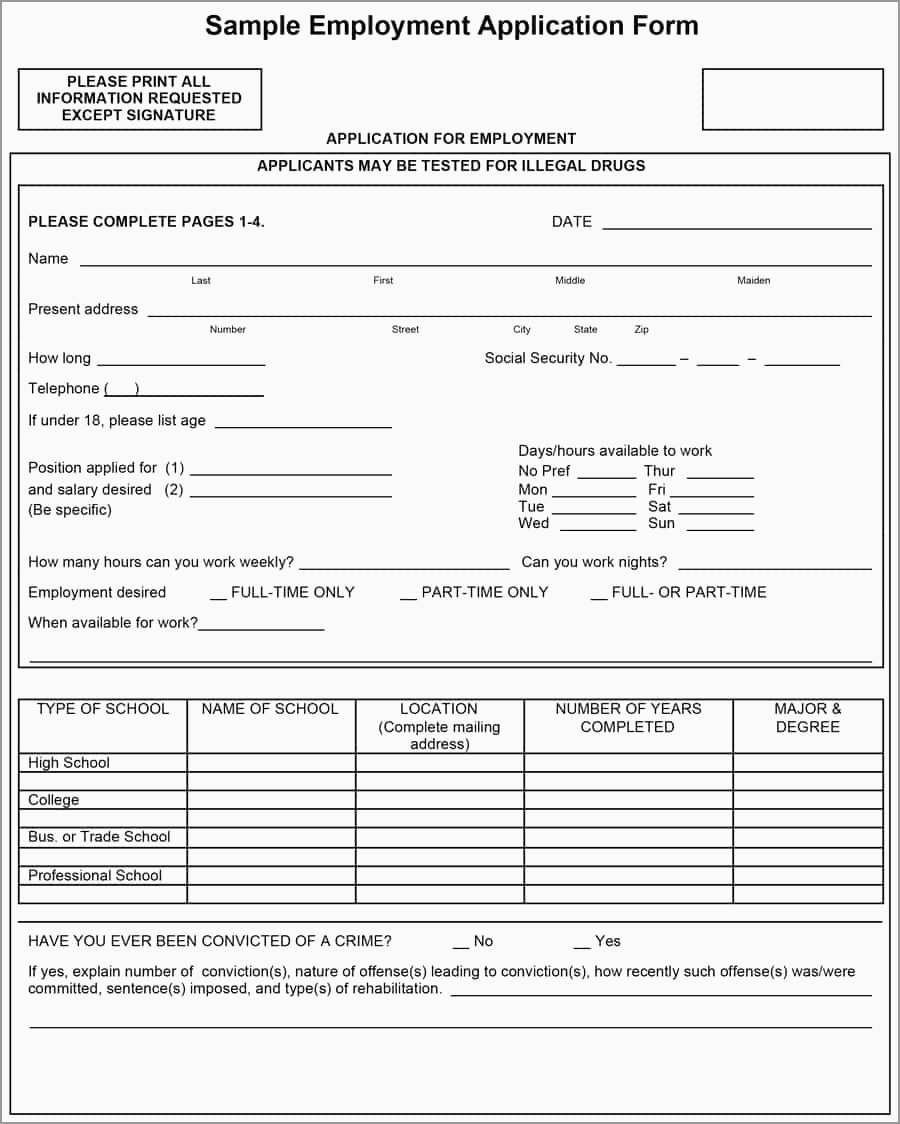 Luxury Free Printable Application For Employment Template | Best Of - Free Printable Application For Employment Template