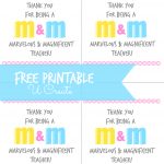 M & M Teacher Appreciation Printable | Teacher Appreciation Gift   Free Printable Tags For Teacher Appreciation