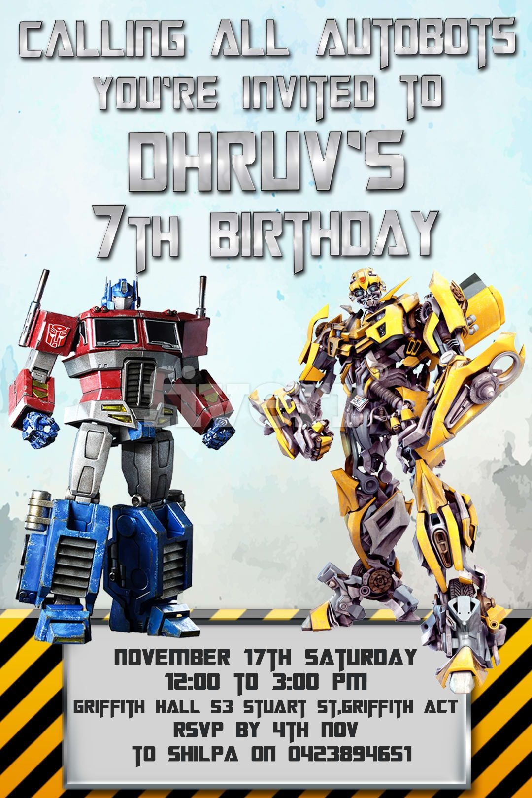Free Printable Transformer Birthday Party Invitations