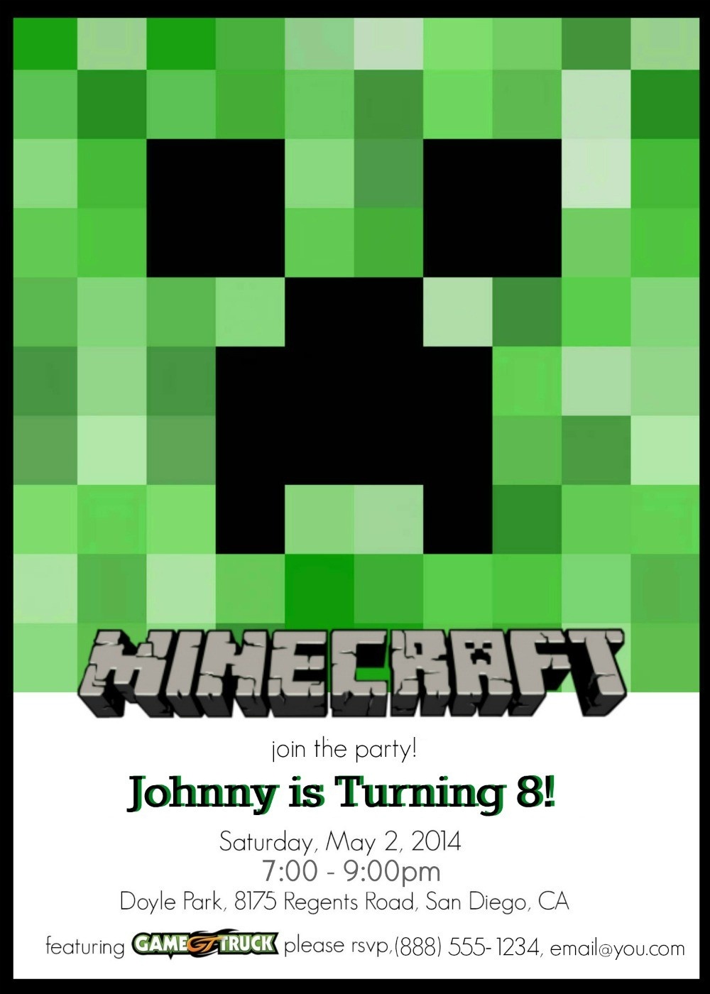 Make Your Own Custom Printable Minecraft Party Invitations - Printable Invitations Free No Download
