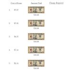 Making Change From U.s. $10 Bills (A)   Free Printable Making Change Worksheets