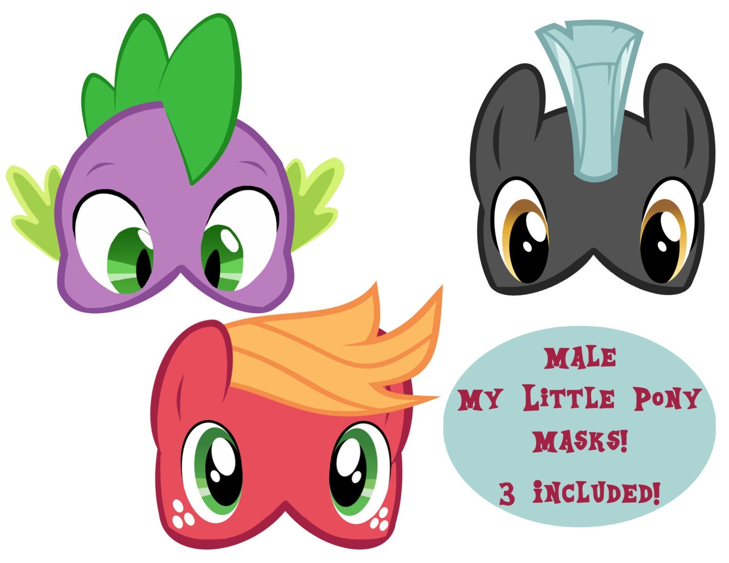 Male My Little Pony Masks 3 | Etsy - Free My Little Pony Printable Masks