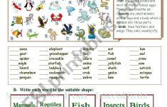 Mammals, Reptiles, Fish, Insects Or Birds – Esl Worksheettotya ( F ) – Free Printable Reptile Worksheets