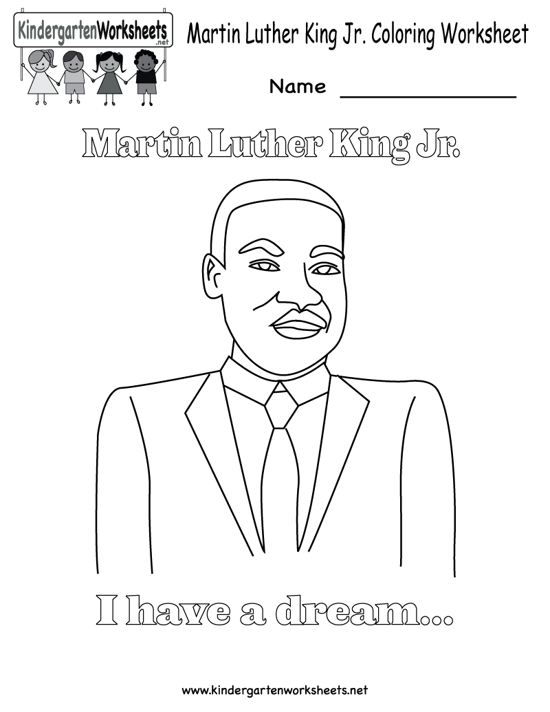 Martin Luther King Jr. Coloring Worksheet - Free Kindergarten - Free Printable Martin Luther King Jr Worksheets