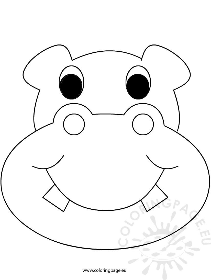 Mask Hippo – Coloring Page - Free Printable Hippo Mask