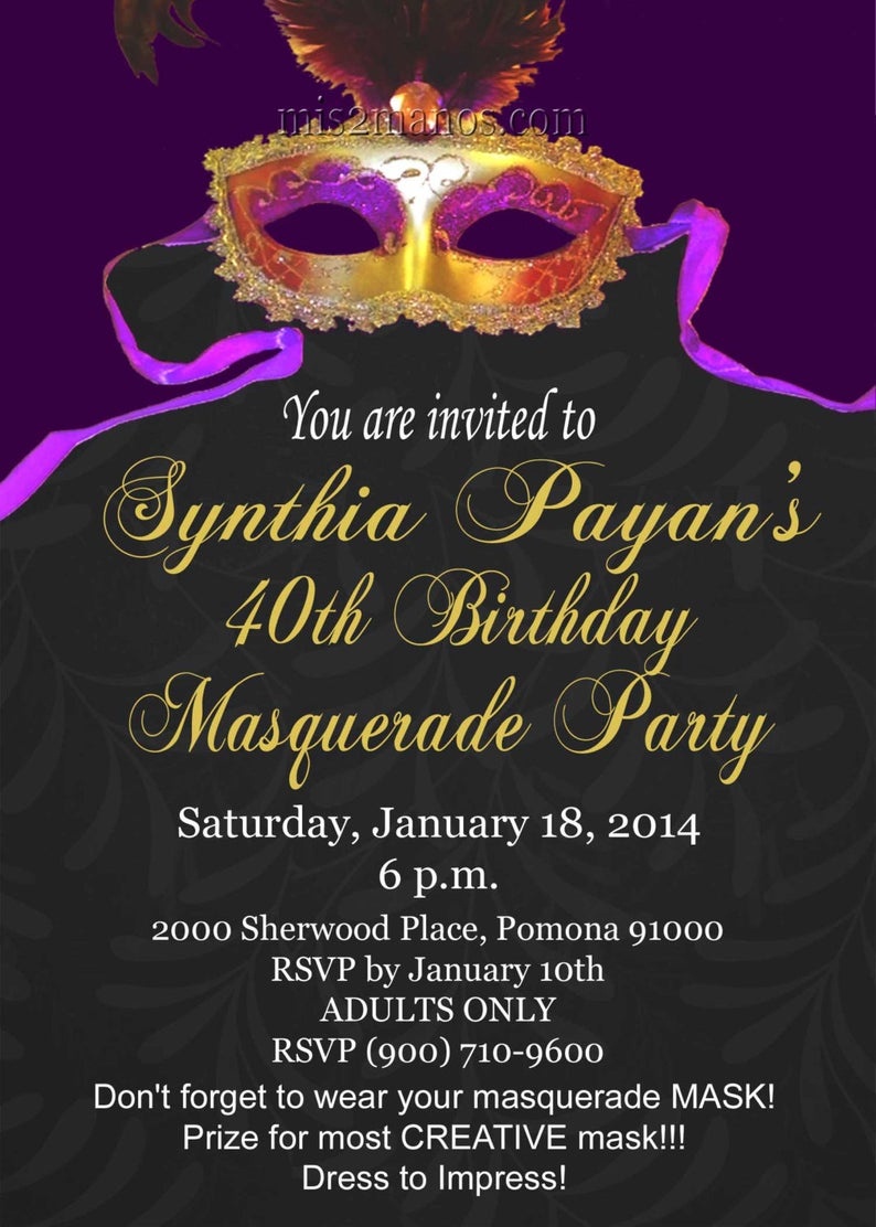 Masquerade Party Mardi Gras Invitations Printable Print At | Etsy - Free Printable Mardi Gras Invitations