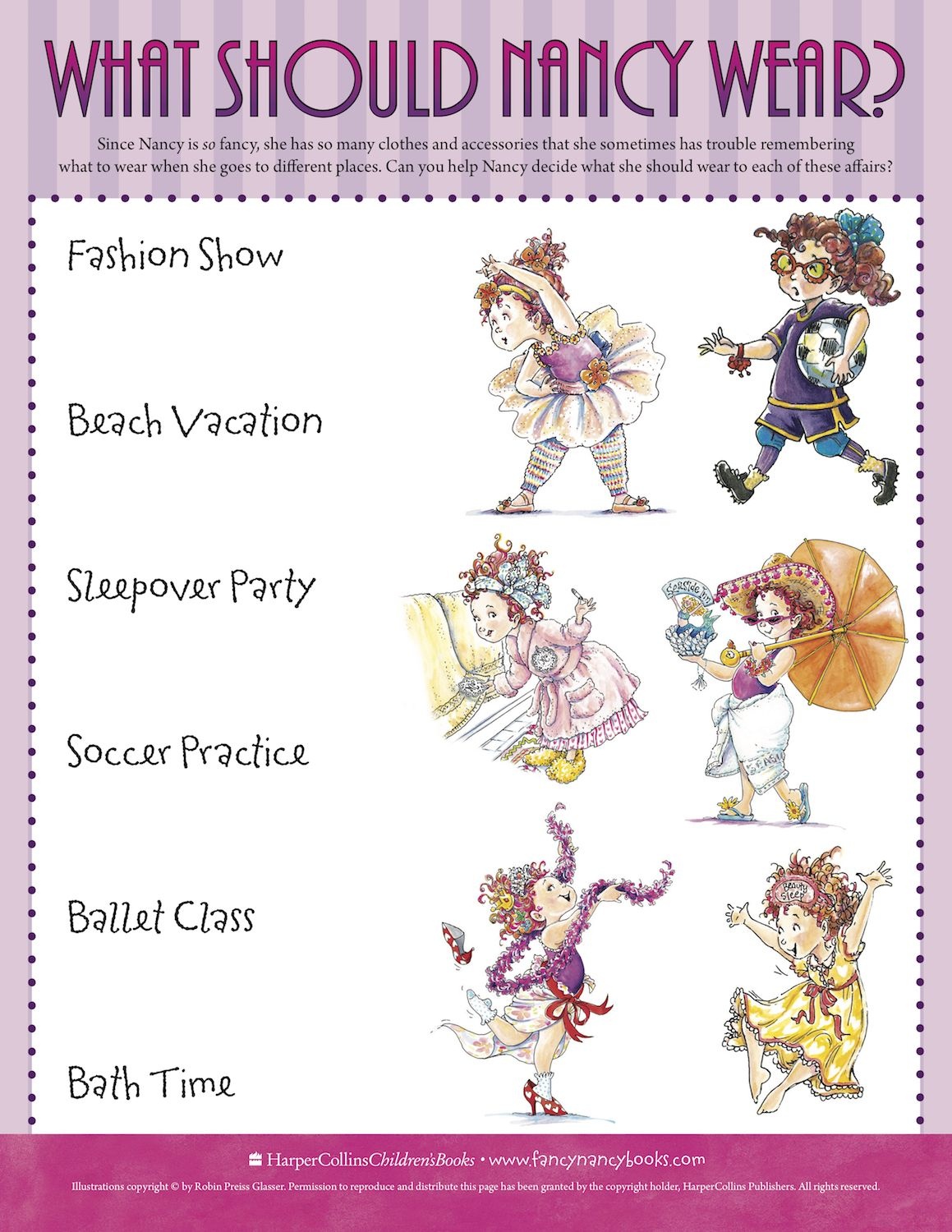 Match Fancy Nancy&amp;#039;s Outfit To The Event With This Fun Free Printable - Free Printable Tea Party Games