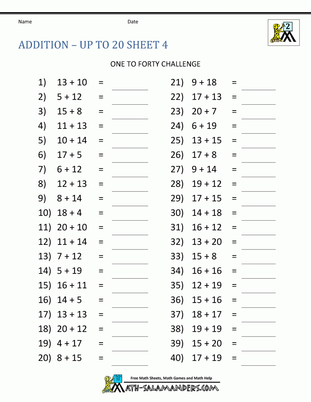 Math Addition Facts 2Nd Grade - Free Printable Addition Worksheets