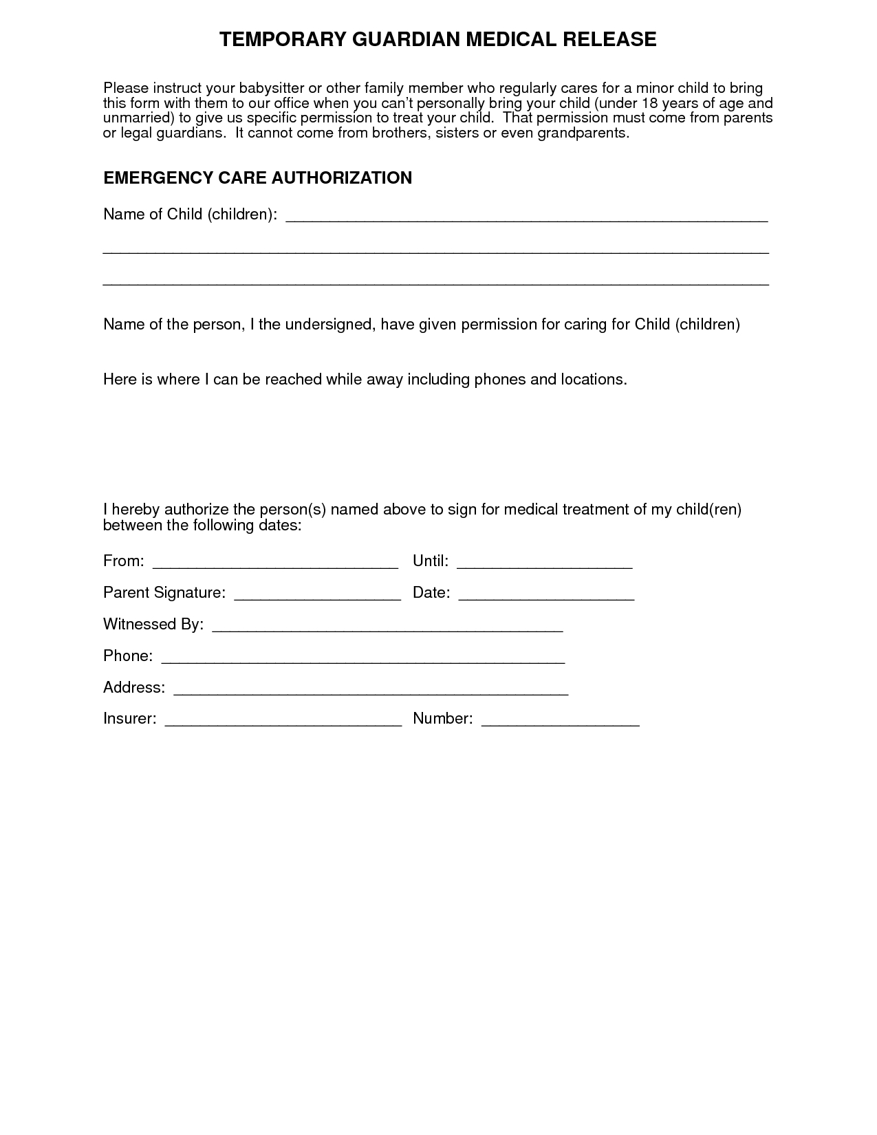 Medical+Authorization+Form+For+Grandparents | For More Medical - Free Printable Medical Release Form