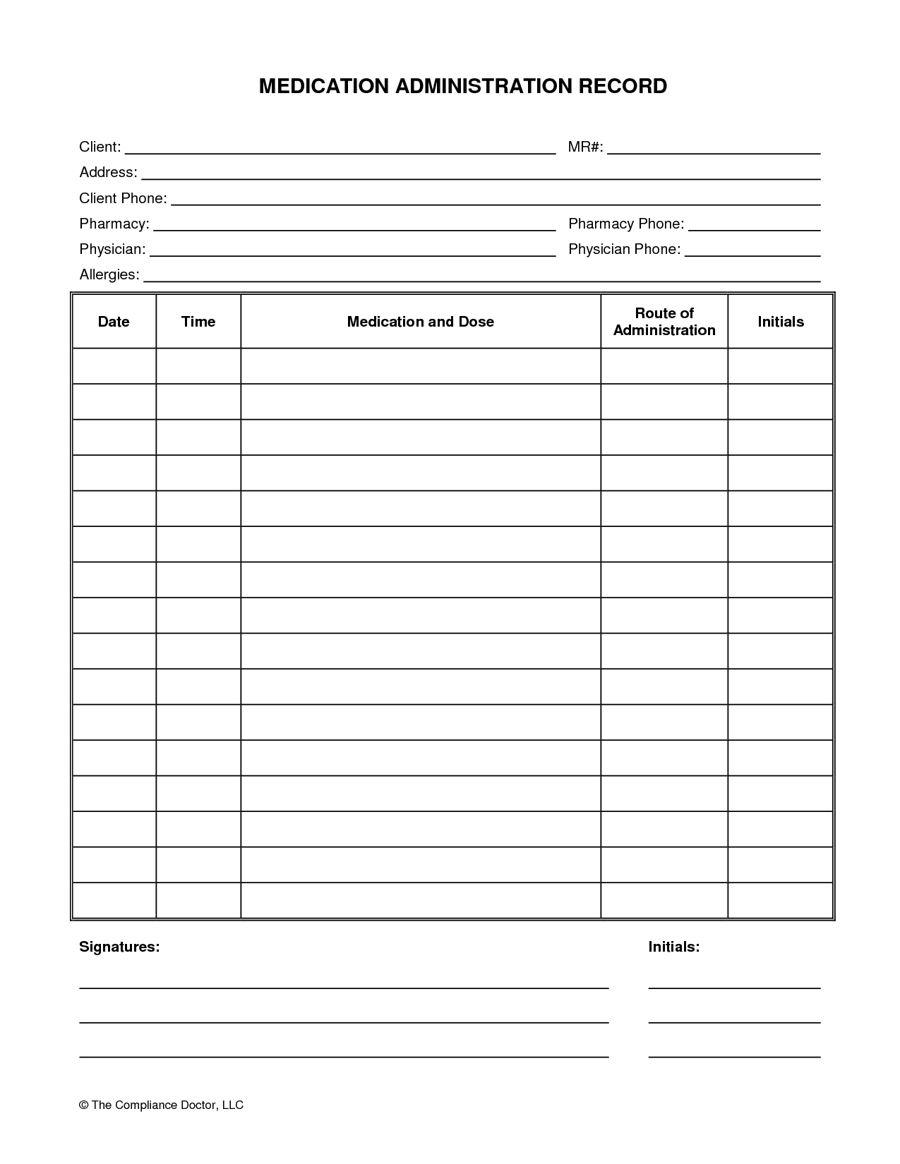 Medication Administration Record Form | Organization | Medication - Free Printable Daily Medication Chart