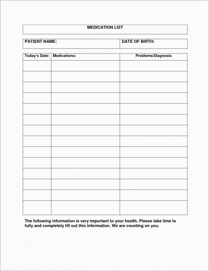 Free Printable Medication List