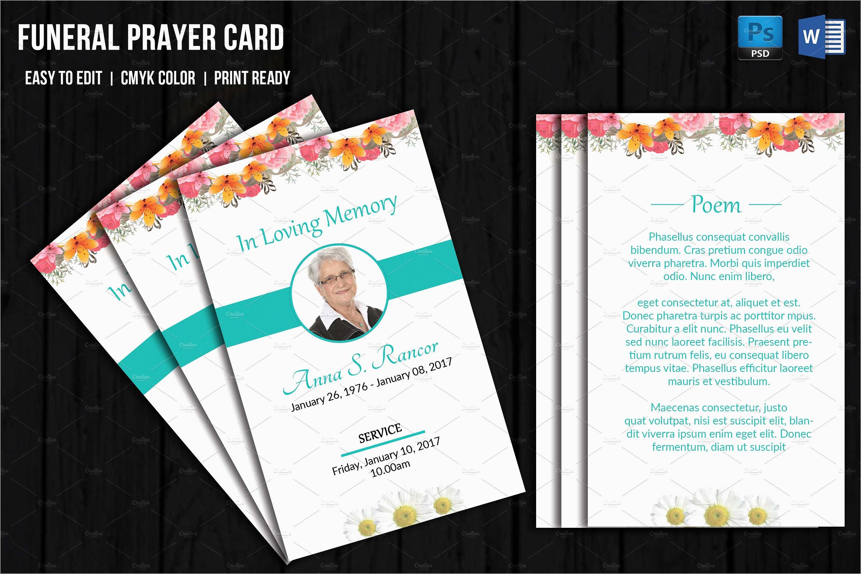 Memorial Cards For Funeral Template Free Admirable Funeral Prayer - Free Printable Funeral Prayer Card Template