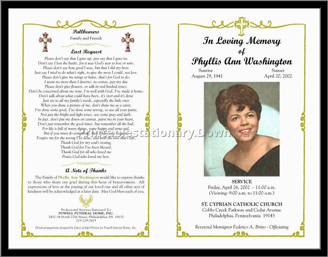 Memorial Cards For Funeral Template Free Great Free Funeral Program - Free Printable Funeral Programs