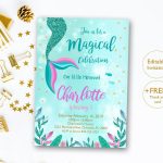 Mermaid Invitation Editable Mermaid Tail Invitation Mermaid | Etsy   Free Printable Mermaid Thank You Cards