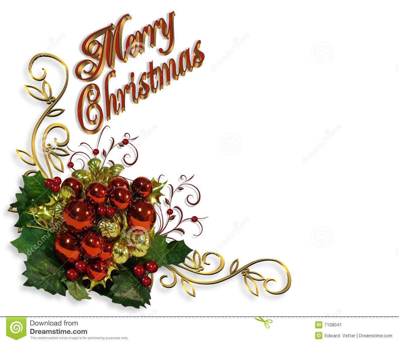 Merry Christmas Border Baubles Greeting Card Stock Illustration - Free Printable Christian Christmas Greeting Cards