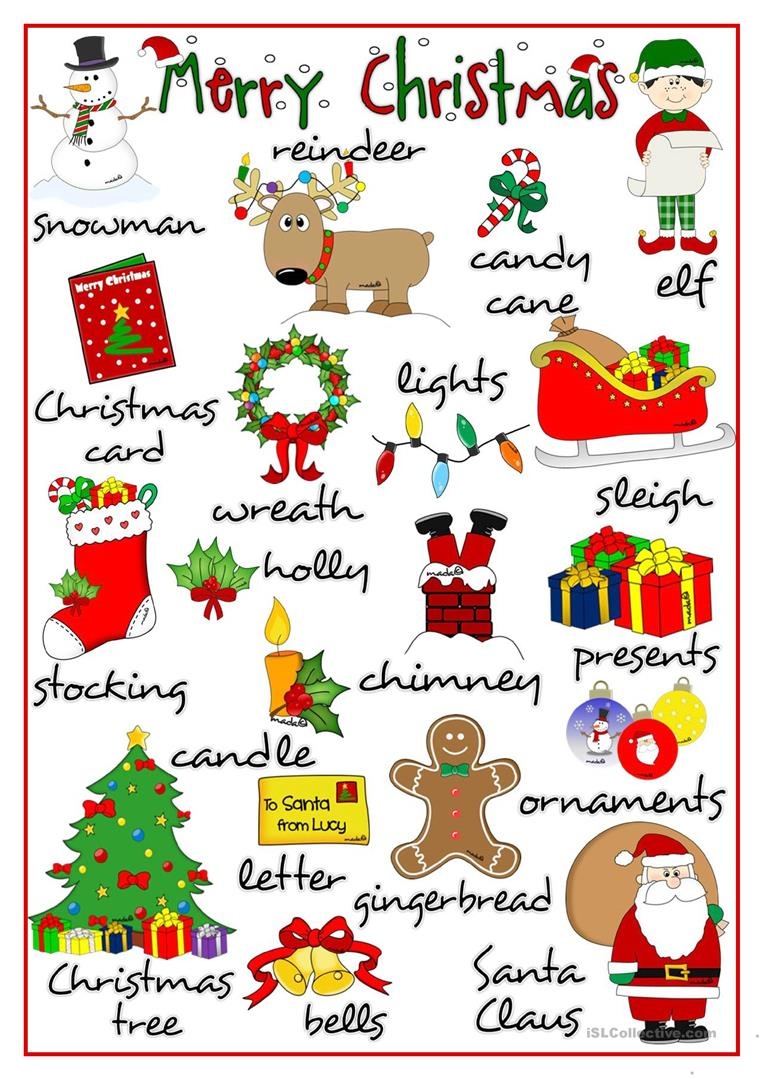 Merry Christmas - Pictionary Worksheet - Free Esl Printable - Free Printable Christmas Pictionary Words