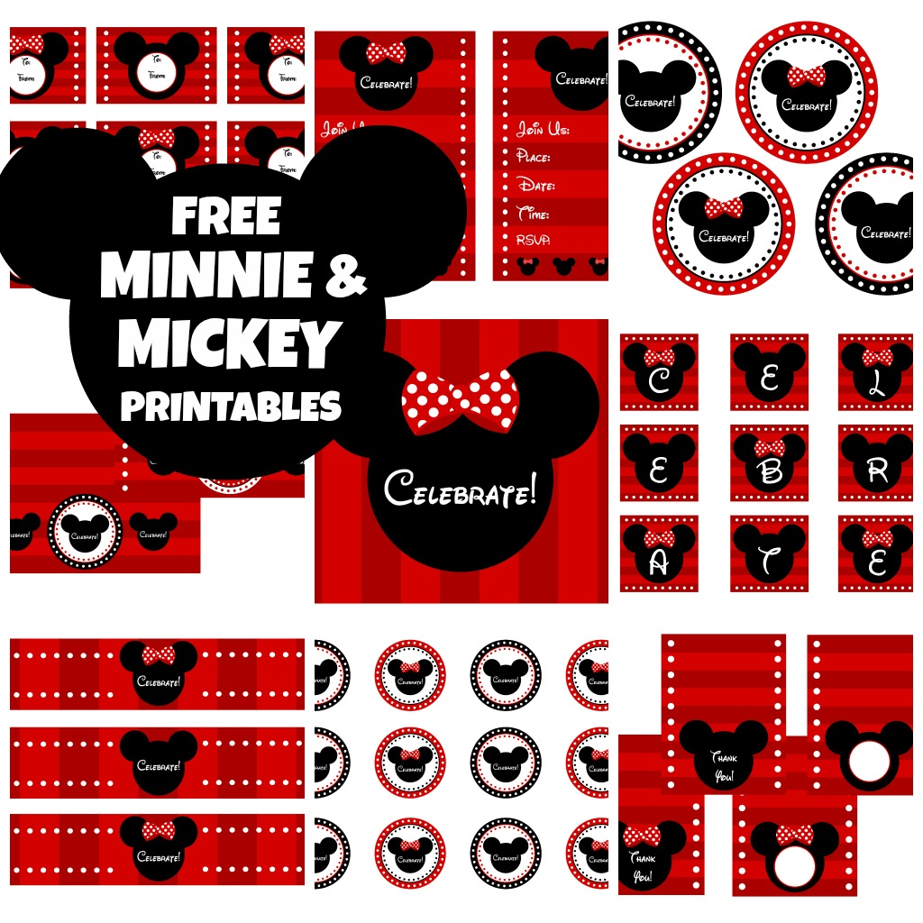 Mickey And Minnie In Red: Free Printable Kit. - Oh My Fiesta! In English - Free Printable Mickey Mouse Favor Tags