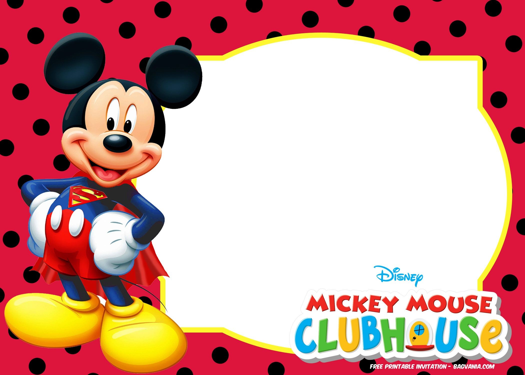 Mickey Mouse Invitations Template Free - Tutlin.psstech.co - Free Mickey Mouse Printable Templates
