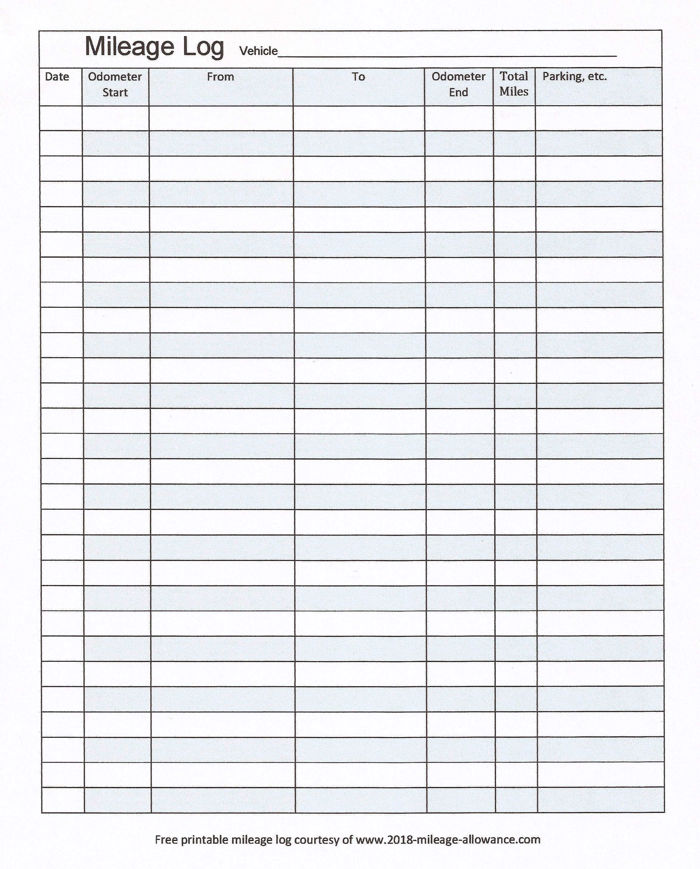 Irs Approved Mileage Log Printable Printable World Holiday