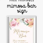 Mimosa Bar Free Watercolor Flowers Printable | Bridal Shower Games   Free Printable Mimosa Bar Sign