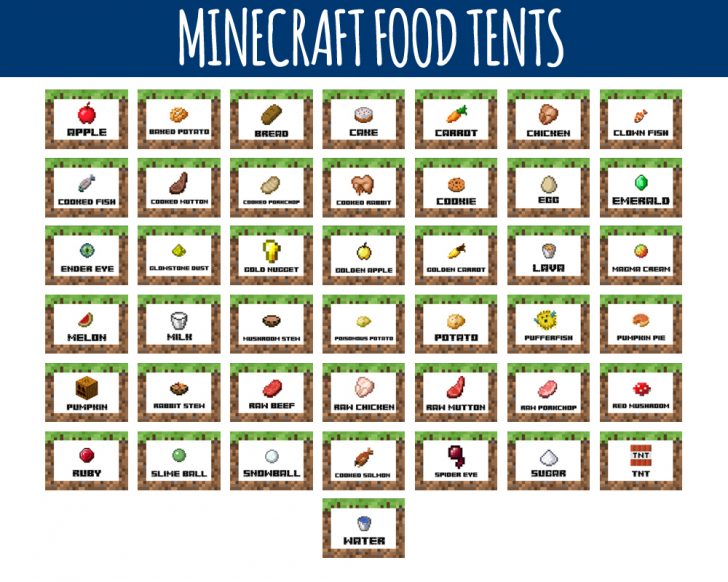 Free Printable Minecraft Food Labels