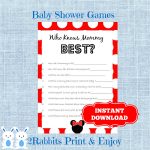 Minnie Mouse Baby Shower Game Who Knows Mommy Best Disney | Etsy   Free Printable Mickey Mouse Baby Shower Games