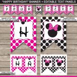 Minnie Mouse Party Banner Template | Birthday Banner | Editable Bunting   Free Printable Minnie Mouse Birthday Banner