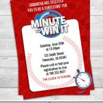 Minute To Win It   Birthday Party Invitation Professionally Printed *or*  Diy Printable Pdf   Free Printable Minute To Win It Invitations