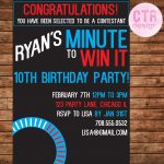 Minute To Win It Printable Birthday Invitation | Party Games | Party   Free Printable Minute To Win It Invitations