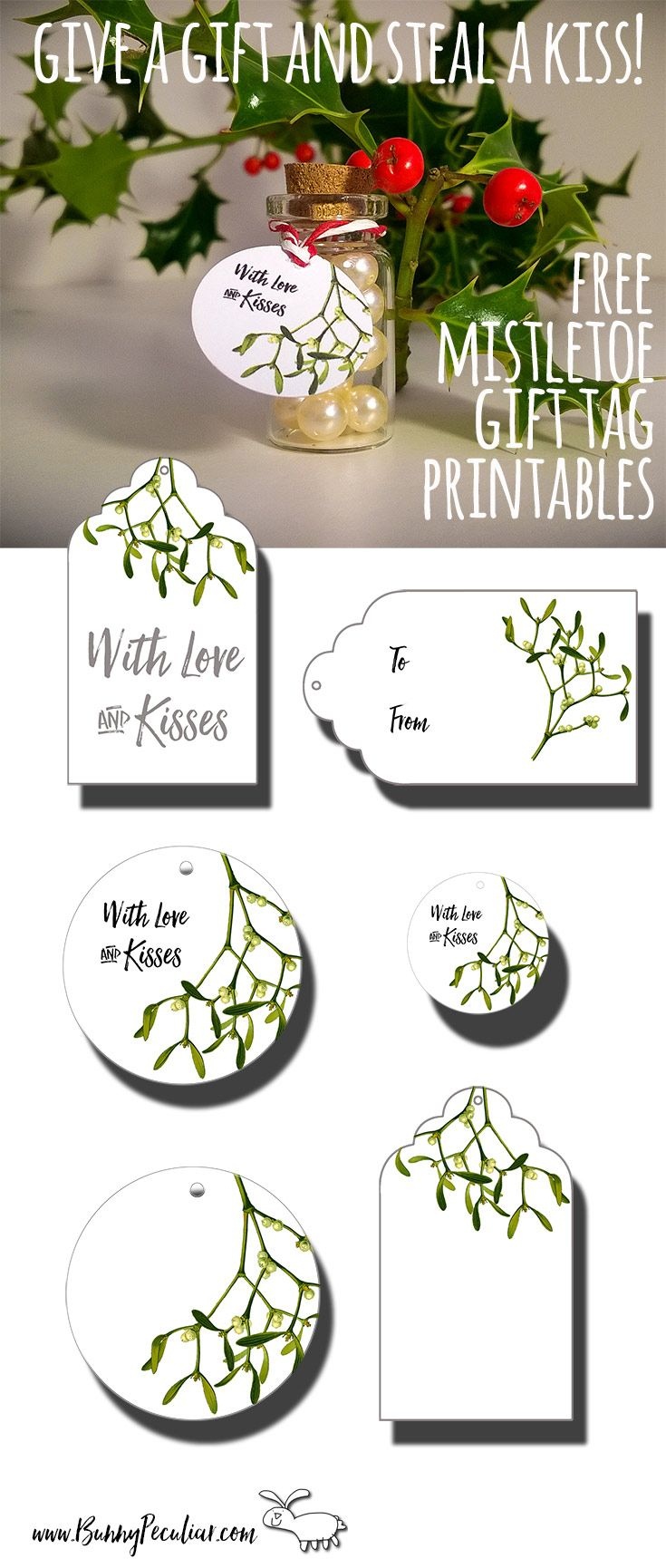 Mistletoe Gift Tags | Tags | Christmas Gift Tags Printable, Gift - Free Printable Mistletoe Tags