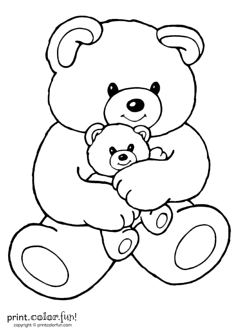 Mom And Baby Bear | Print. Color. Fun! Free Printables, Coloring - Teddy Bear Coloring Pages Free Printable