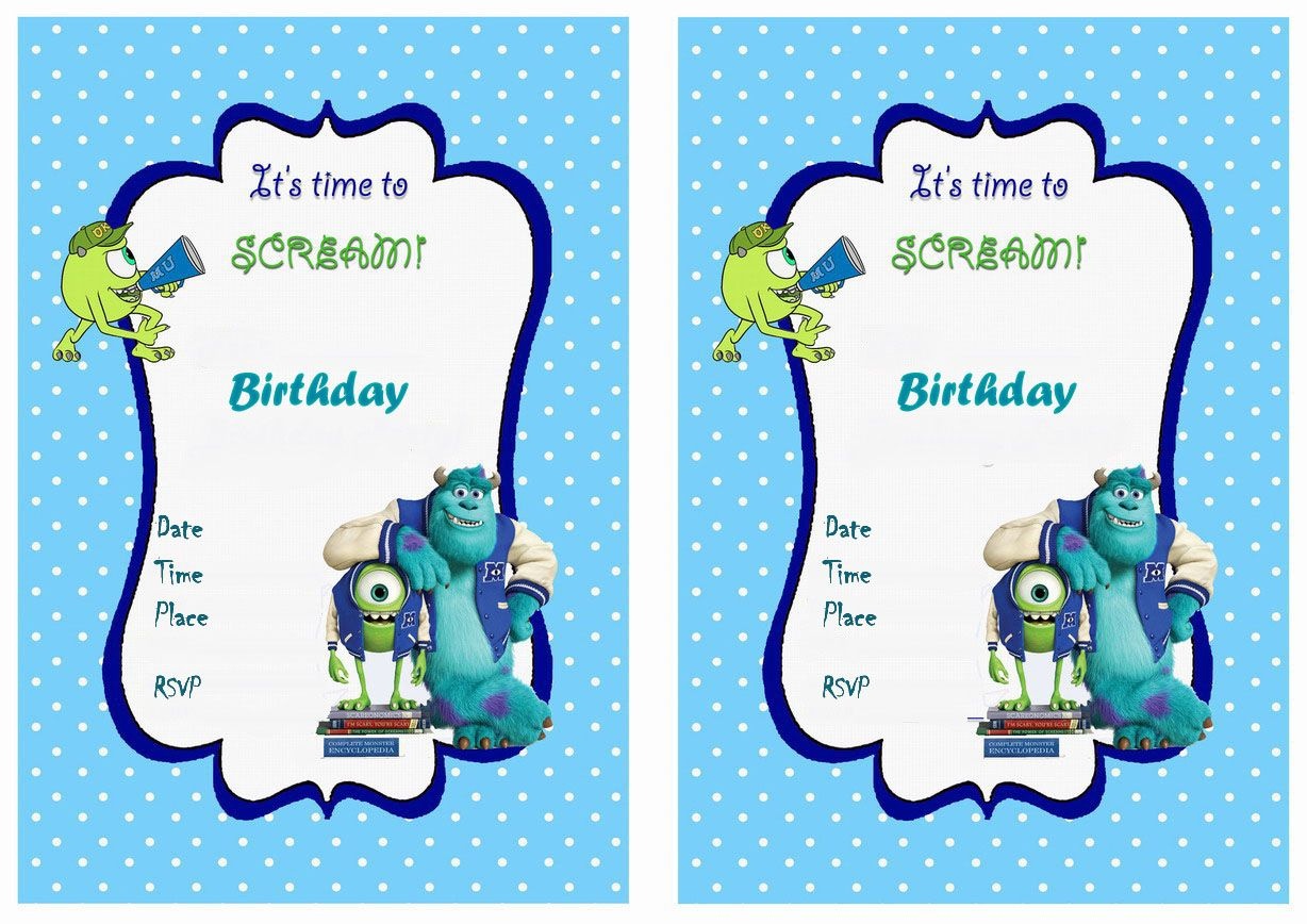 Monsters University Free Printable Birthday Party Invitations - Free Printable Monsters Inc Birthday Invitations