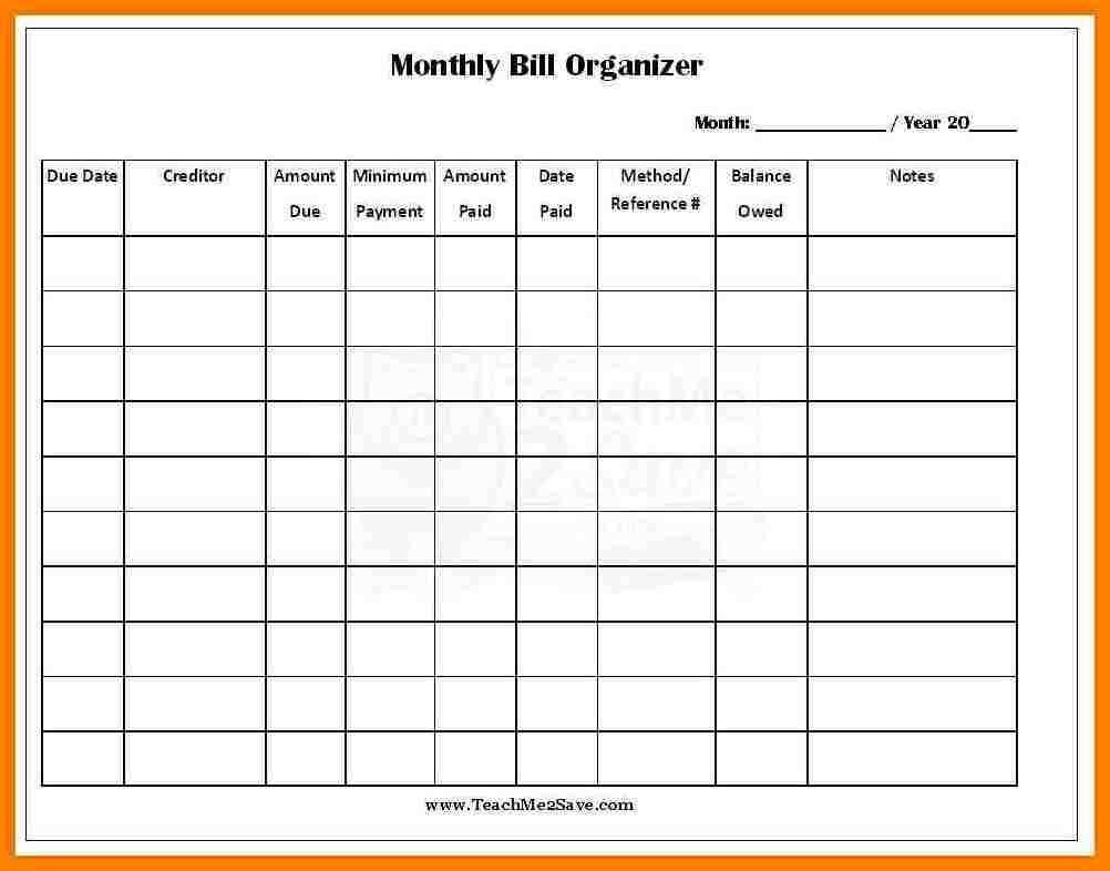 Monthly Bill Template Free Report Templates Spreadsheet Budget Excel - Free Printable Monthly Bill Payment Worksheet