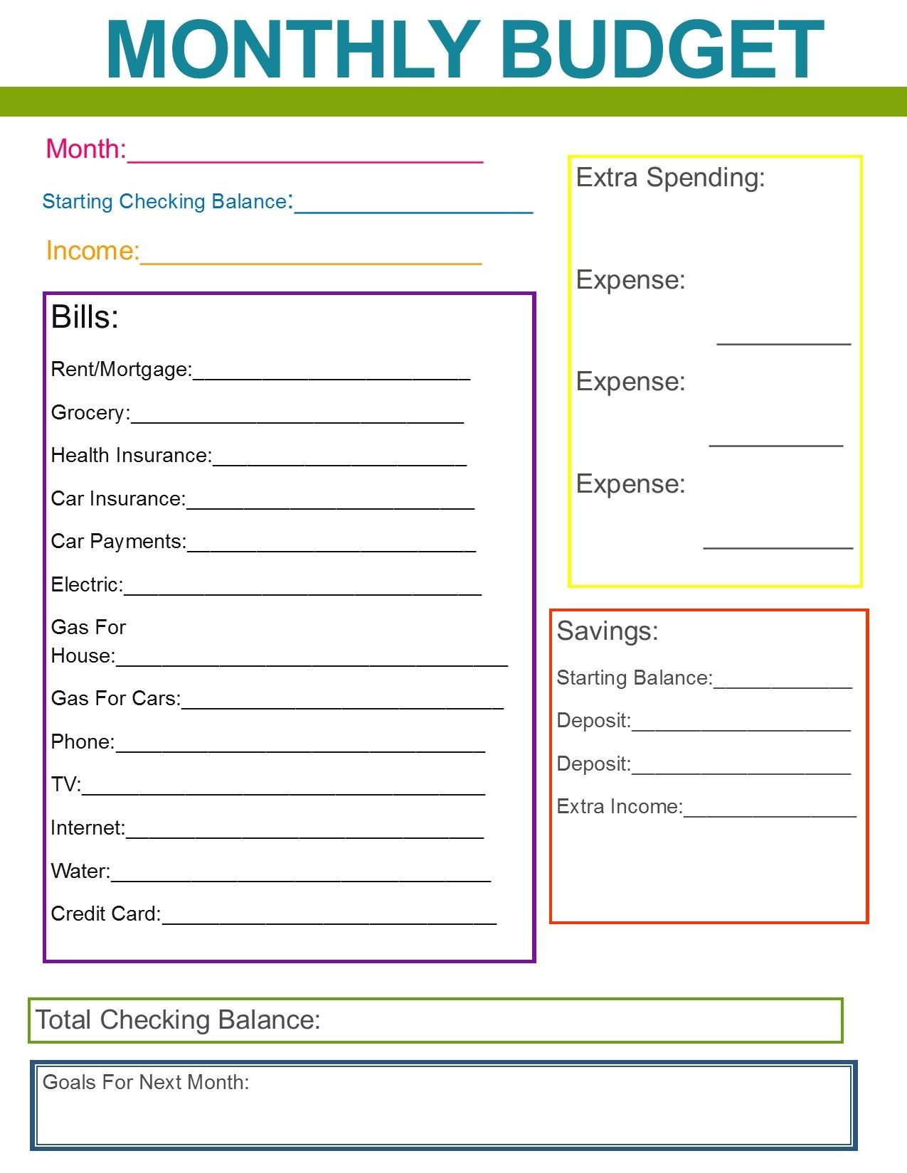 Monthly Family Budget | If Only I Was This Organized - Free Printable Monthly Household Budget Sheet