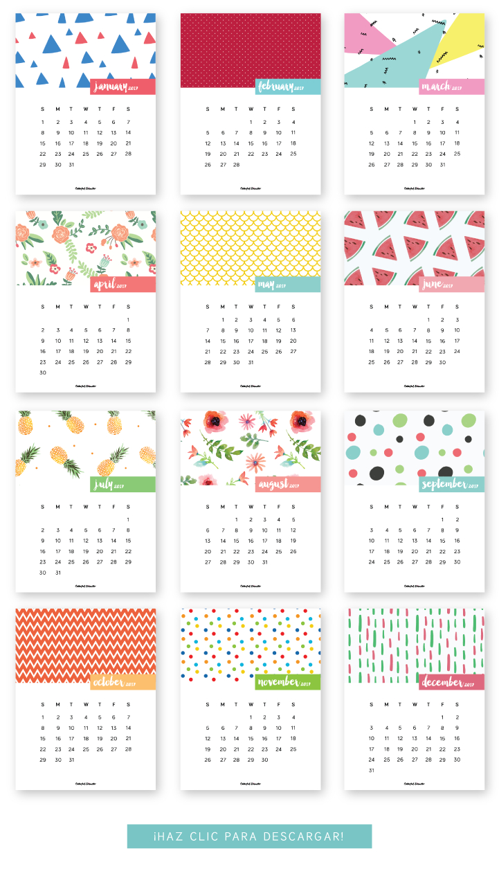 Monthly Printable Calendar 2017 | Clever Ideas | Calendar 2017, Free - Free Printable Agenda 2017