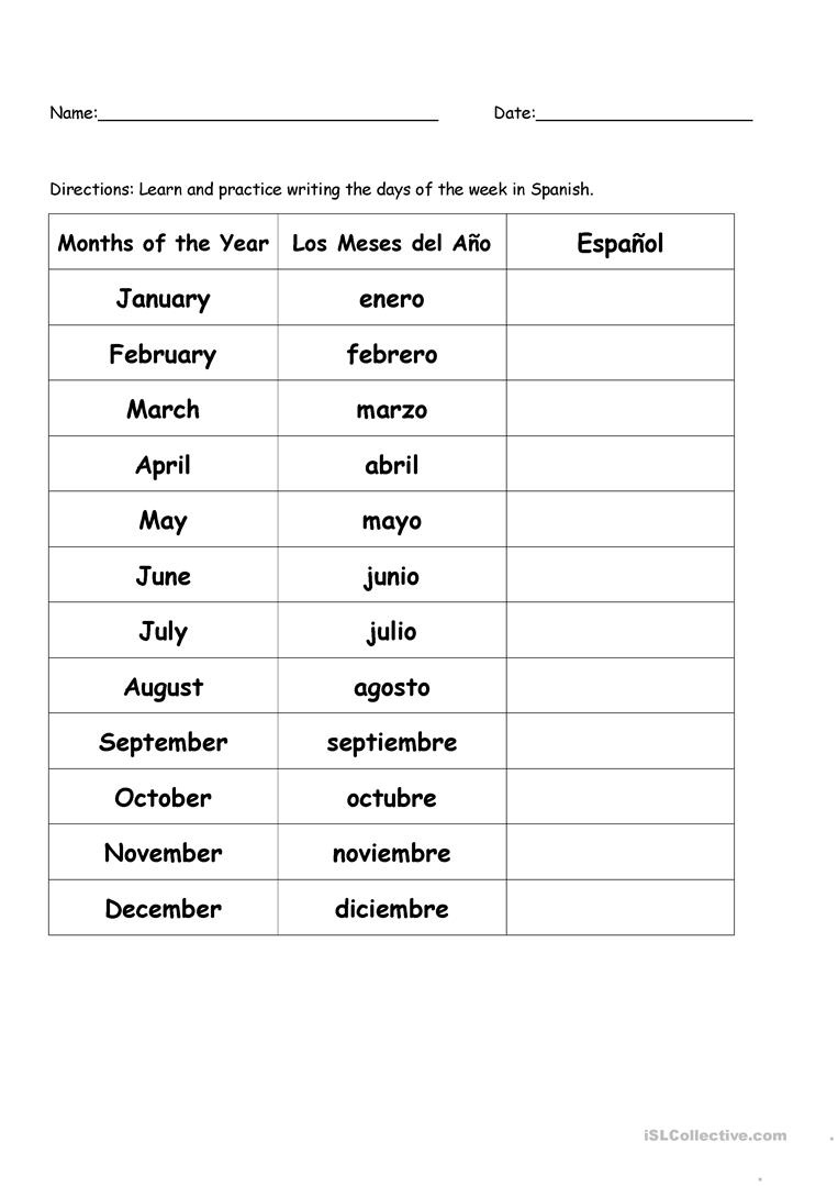 Months Of The Year In Spanish Worksheet - Free Esl Printable - Free Printable Spanish Worksheets