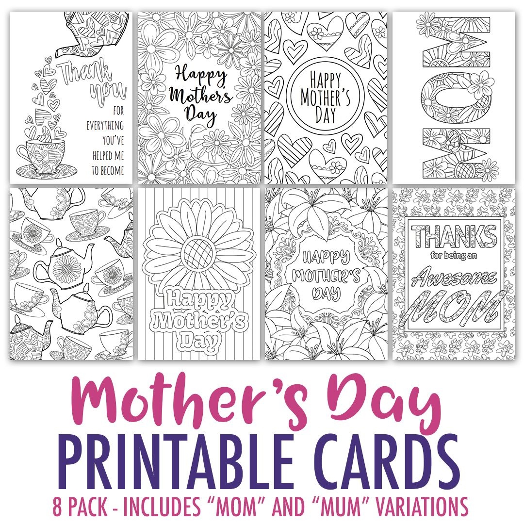 Mother&amp;#039;s Day Coloring Cards | 8 Pack | Activity Days | Mothers Day - Free Printable Mothers Day Coloring Cards