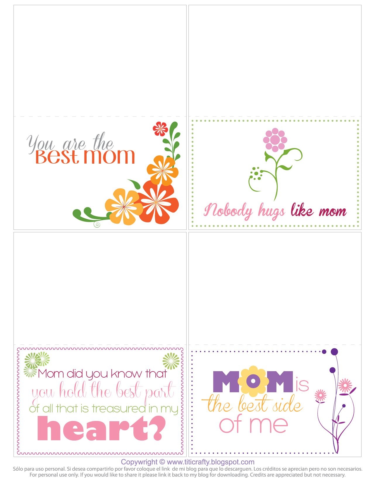 Mother&amp;#039;s Day Free Printable Mini Cards | Holidays | Printable Cards - Free Printable Personal Cards