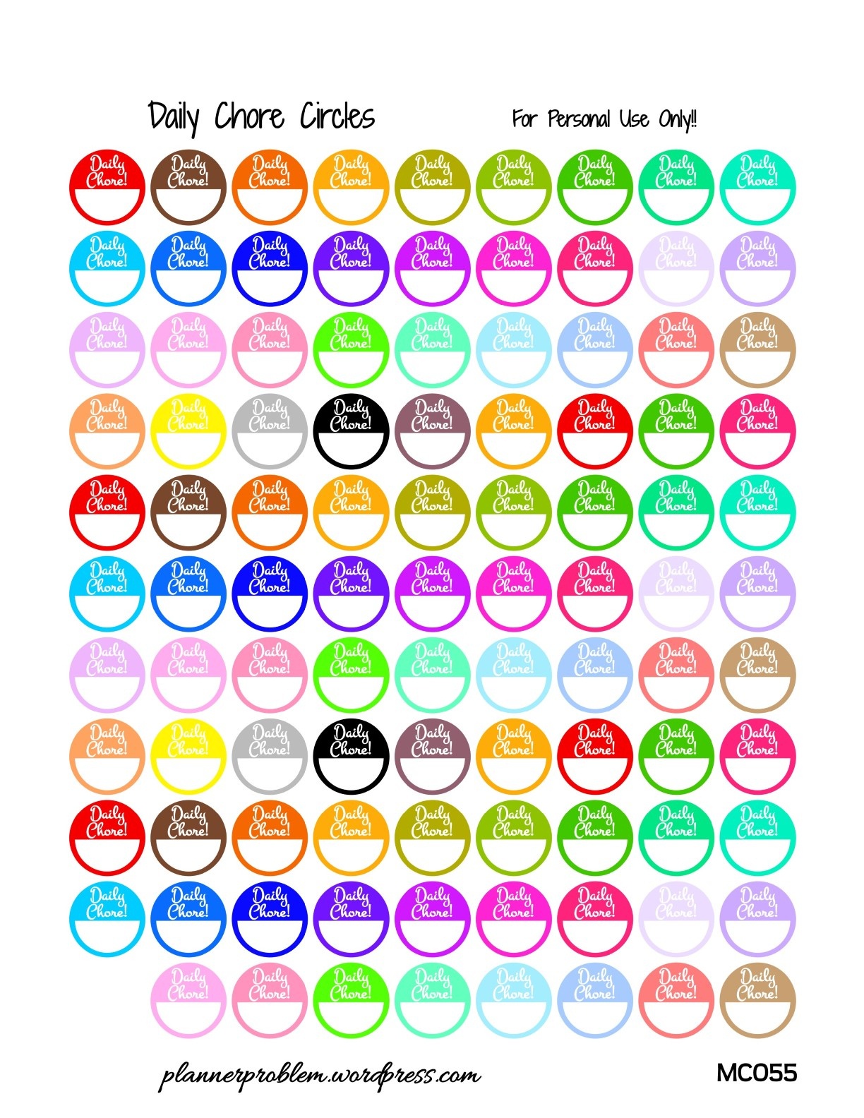 Multicolor Daily Chore Labels! {Glitter &amp;amp; Solid} | Free Printable - Chore Stickers Free Printable