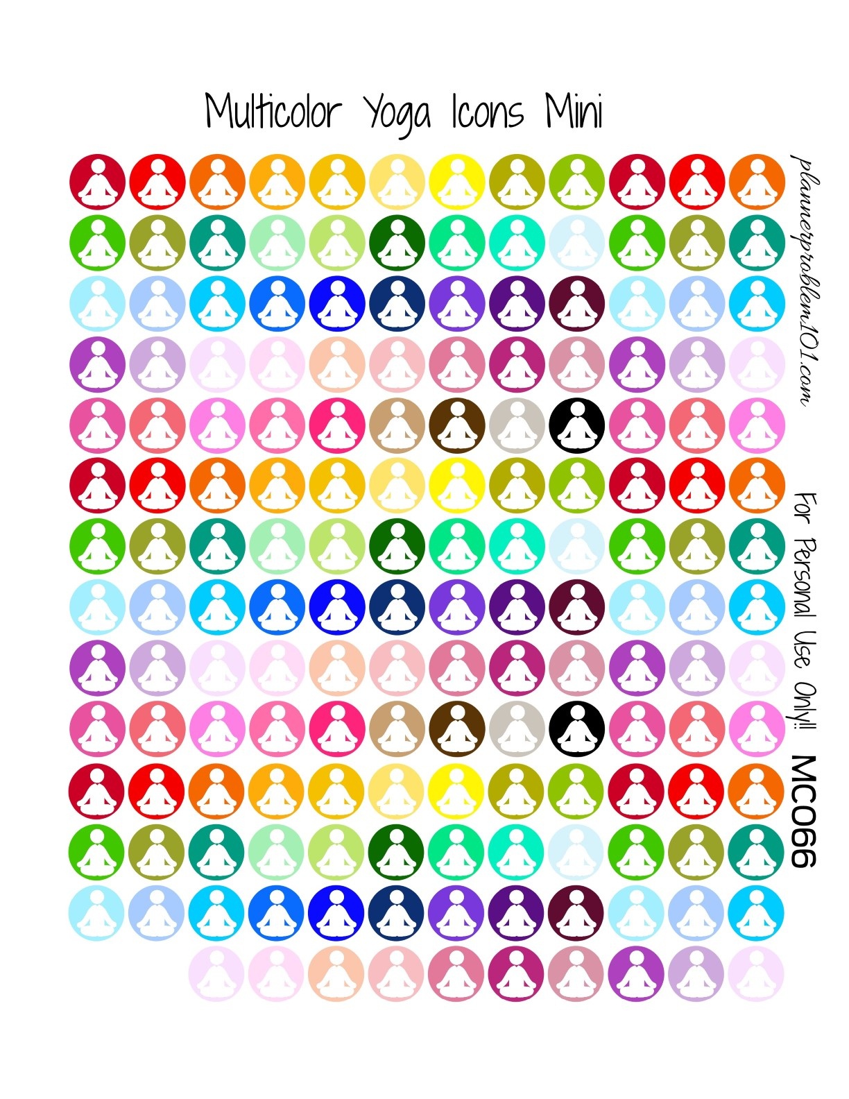 Multicolor Yoga &amp;amp; Pilates Icons &amp;amp; Deco | Free Printable Planner - Free Printable Icons